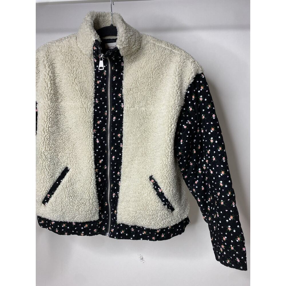 Driftwood Sweet Sherpa Jacket Women's Medium Zip Up Boho Patchwork Cottage - Picture 2 of 5